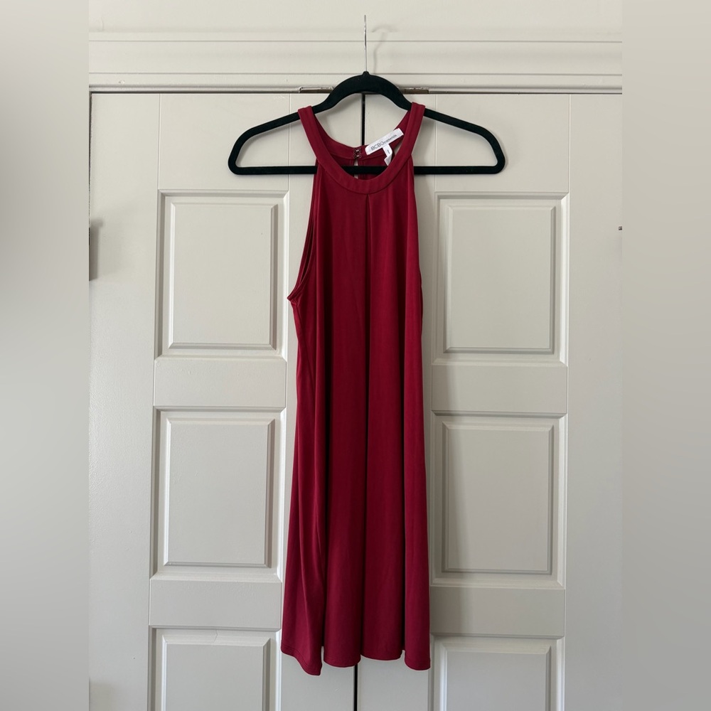 BCBGeneration Burgundy Halter Knee Length Dress